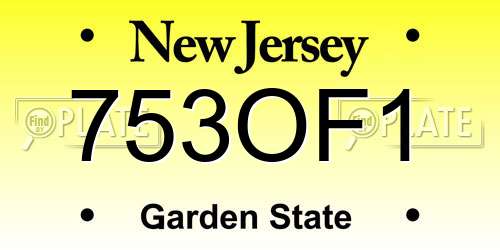 753OF1 New Jersey License Plate