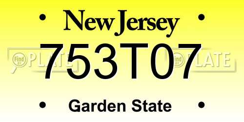 753T07 New Jersey License Plate