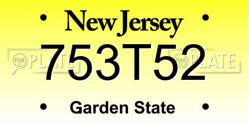 753T52 New Jersey License Plate