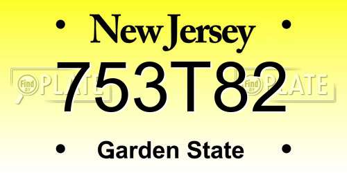 753T82 New Jersey License Plate