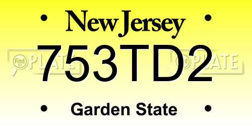 753TD2 New Jersey License Plate