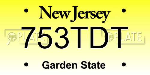753TDT New Jersey License Plate