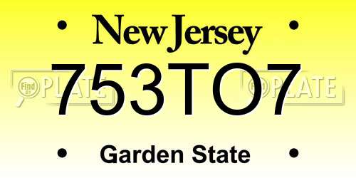 753TO7 New Jersey License Plate