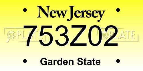 753Z02 New Jersey License Plate
