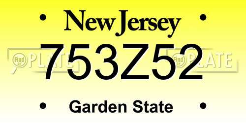 753Z52 New Jersey License Plate