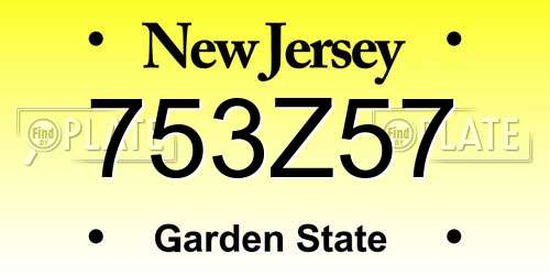 753Z57 New Jersey License Plate