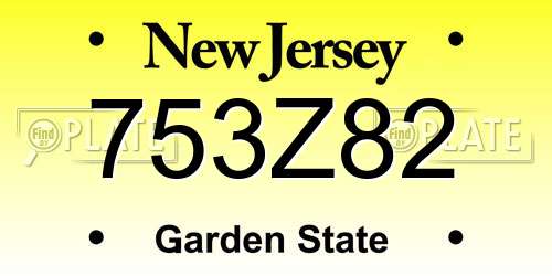 753Z82 New Jersey License Plate