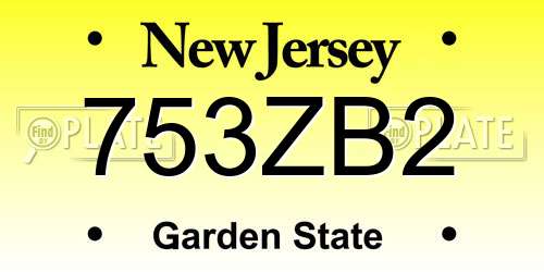 753ZB2 New Jersey License Plate