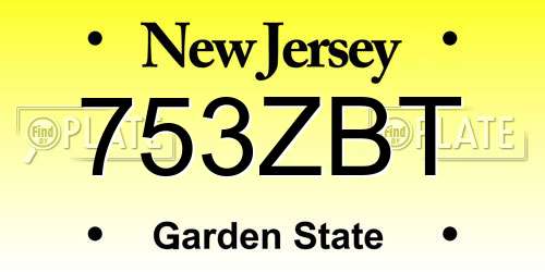 753ZBT New Jersey License Plate