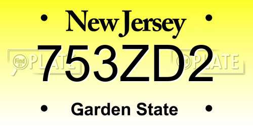 753ZD2 New Jersey License Plate