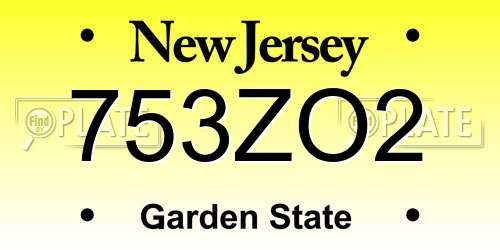 753ZO2 New Jersey License Plate