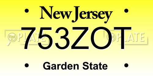 753ZOT New Jersey License Plate