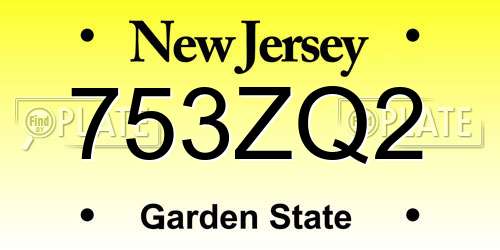 753ZQ2 New Jersey License Plate