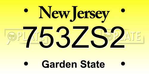 753ZS2 New Jersey License Plate