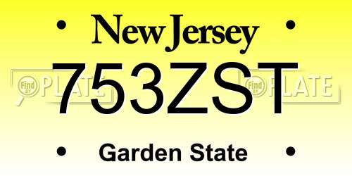 753ZST New Jersey License Plate