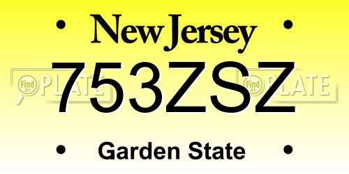 753ZSZ New Jersey License Plate