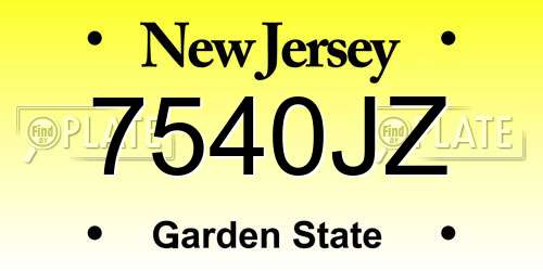 7540JZ New Jersey License Plate