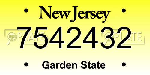 7542432 New Jersey License Plate
