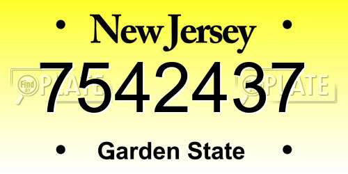 7542437 New Jersey License Plate
