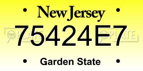 75424E7 New Jersey License Plate