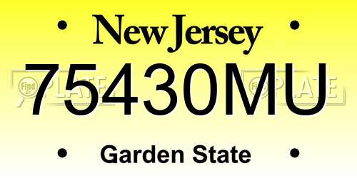 75430MU New Jersey License Plate
