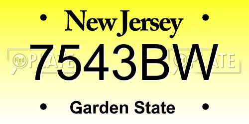 7543BW New Jersey License Plate