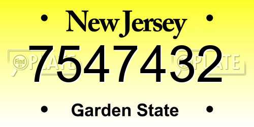 7547432 New Jersey License Plate