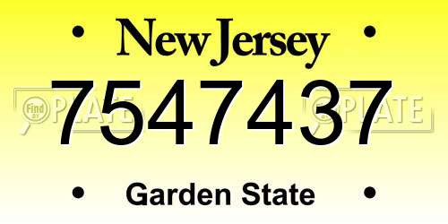 7547437 New Jersey License Plate