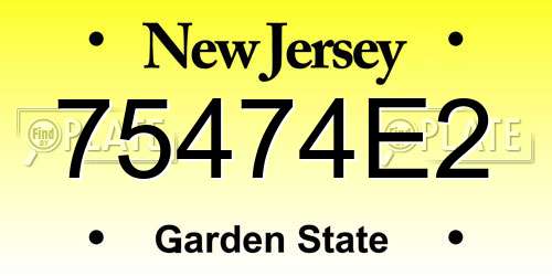 75474E2 New Jersey License Plate