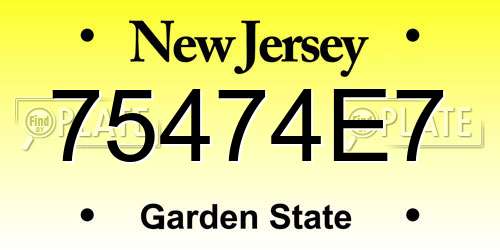 75474E7 New Jersey License Plate