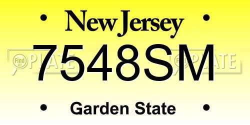 7548SM New Jersey License Plate