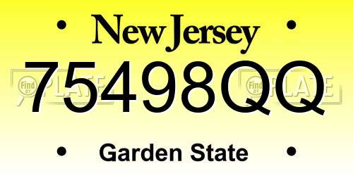 75498QQ New Jersey License Plate
