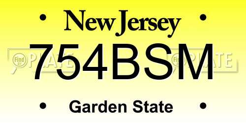 754BSM New Jersey License Plate