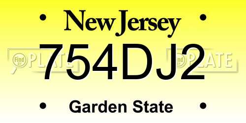 754DJ2 New Jersey License Plate