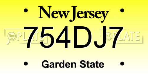 754DJ7 New Jersey License Plate