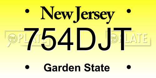 754DJT New Jersey License Plate