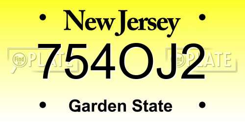 754OJ2 New Jersey License Plate