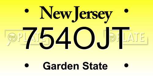 754OJT New Jersey License Plate
