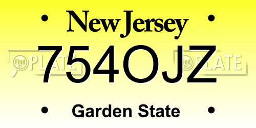 754OJZ New Jersey License Plate