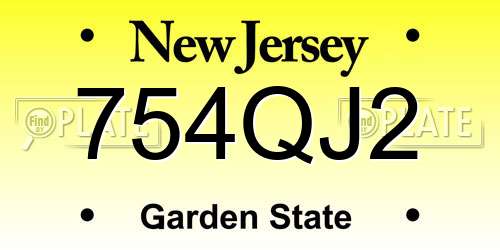 754QJ2 New Jersey License Plate