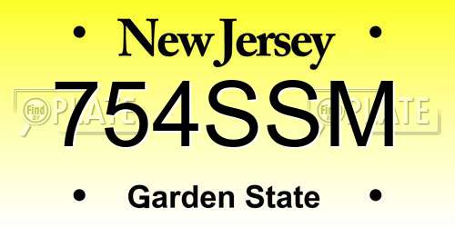 754SSM New Jersey License Plate