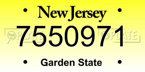 7550971 New Jersey License Plate