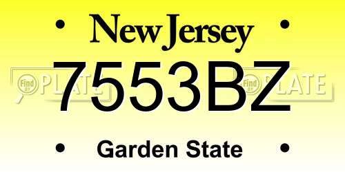 7553BZ New Jersey License Plate