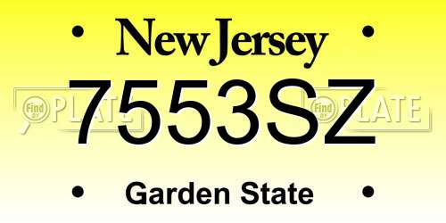 7553SZ New Jersey License Plate
