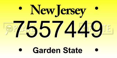 7557449 New Jersey License Plate