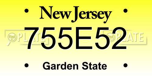 755E52 New Jersey License Plate