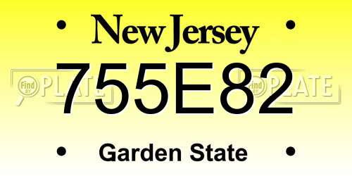 755E82 New Jersey License Plate