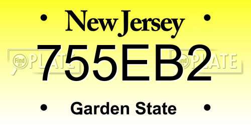 755EB2 New Jersey License Plate