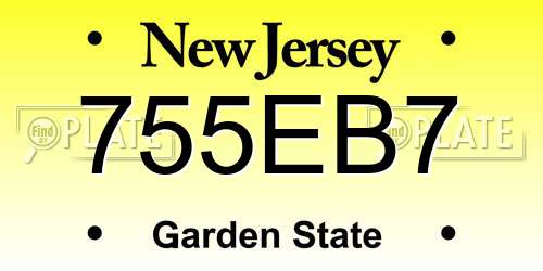 755EB7 New Jersey License Plate
