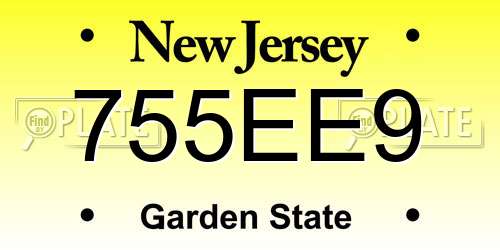 755EE9 New Jersey License Plate